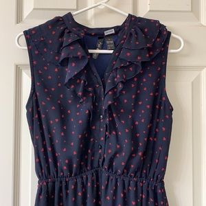 Navy Blue Dress with Red Accents